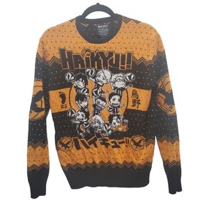 Haikyu Christmas Sweater Men’s Small Karasuno Crows Chibi Team Holiday Anime